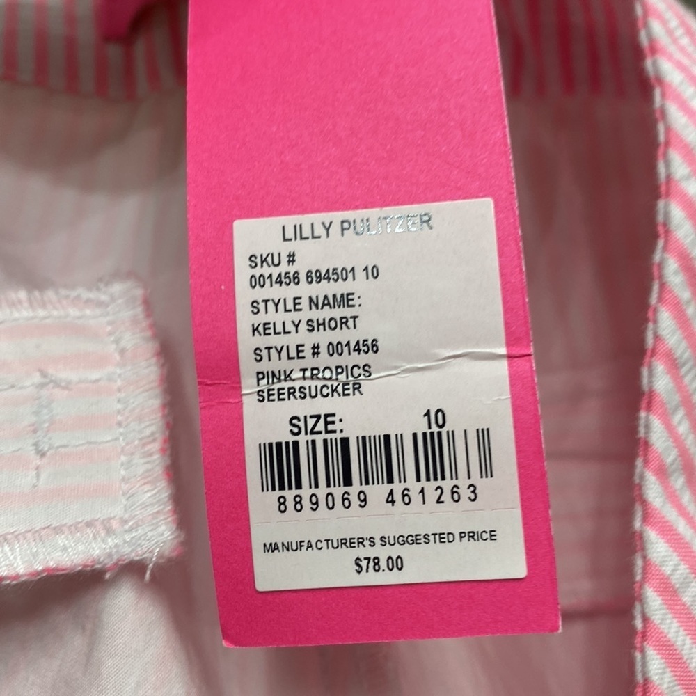 Lilly Pulitzer Kelly short pink tropics seersucker size 10. NWT. - Picture 8 of 10